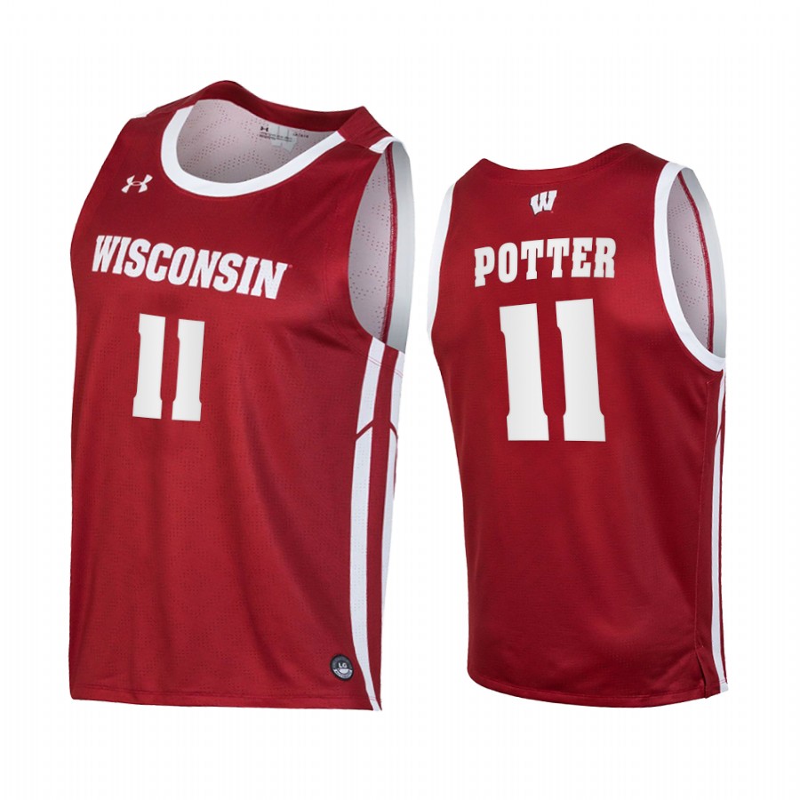 Wisconsin Badgers Micah Potter Red  2020-21 College  Jersey