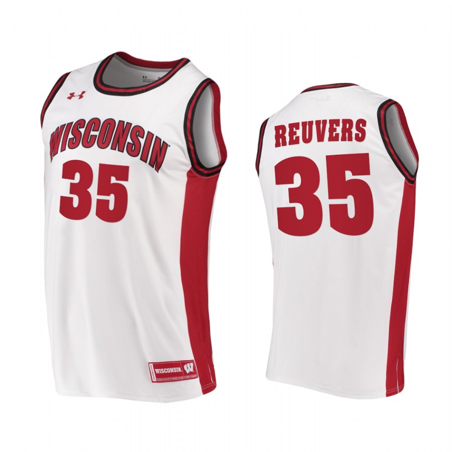 Wisconsin Badgers Nate Reuvers White  2020-21 College  Jersey