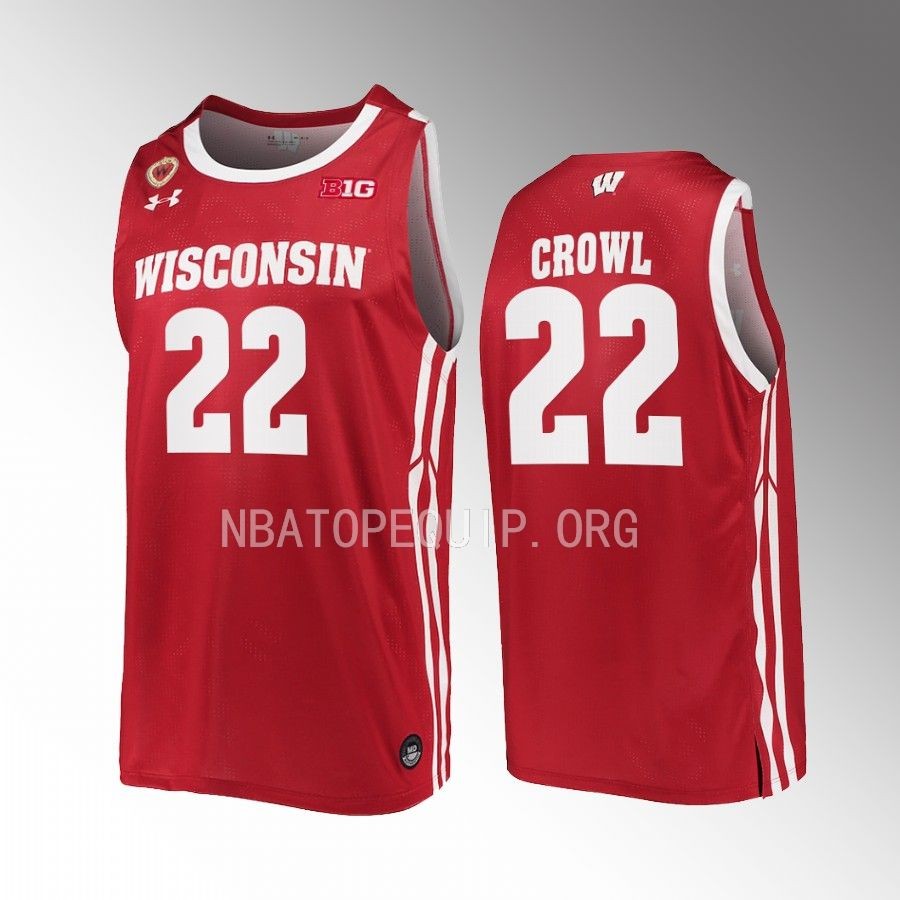 Wisconsin Badgers Steven Crowl Jersey 2022-23 Away  Red  Uniform