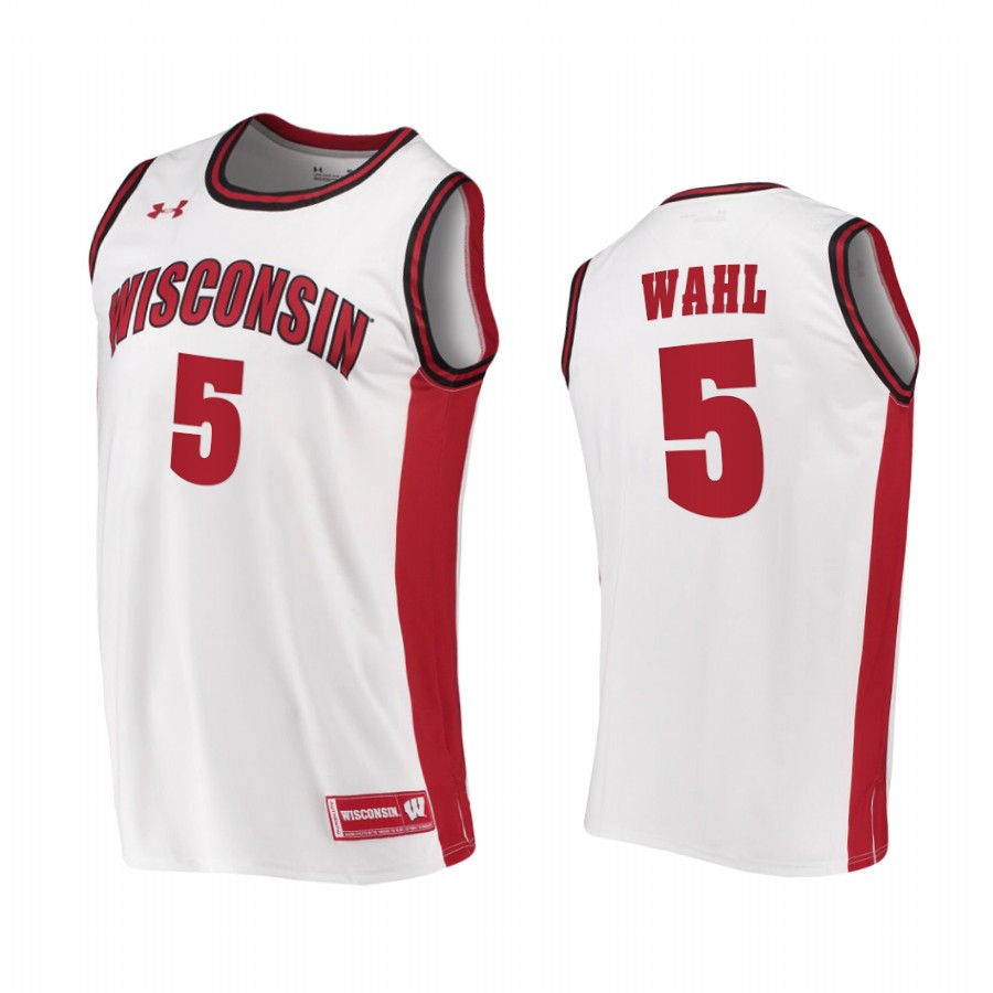 Wisconsin Badgers Tyler Wahl White  2020-21 College  Jersey