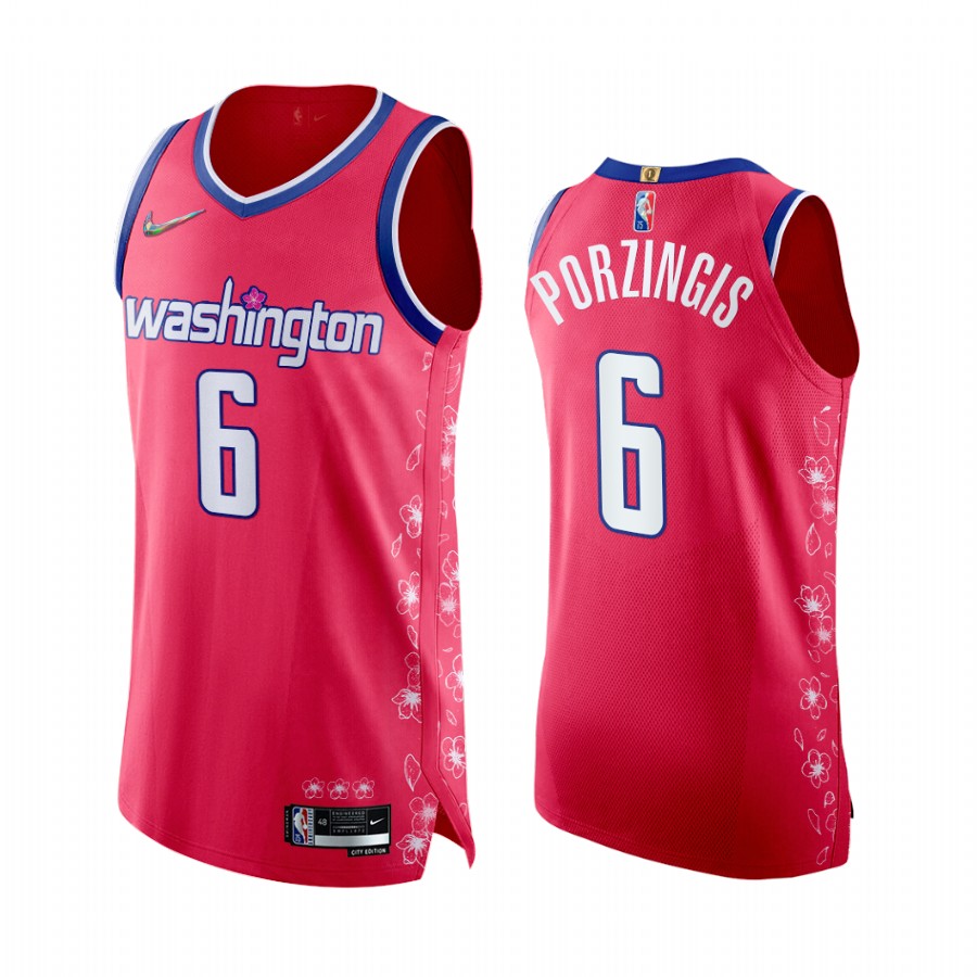 Wizards #6 Kristaps Porzingis Pink Jersey Cherry Blossom City Edition 2022
