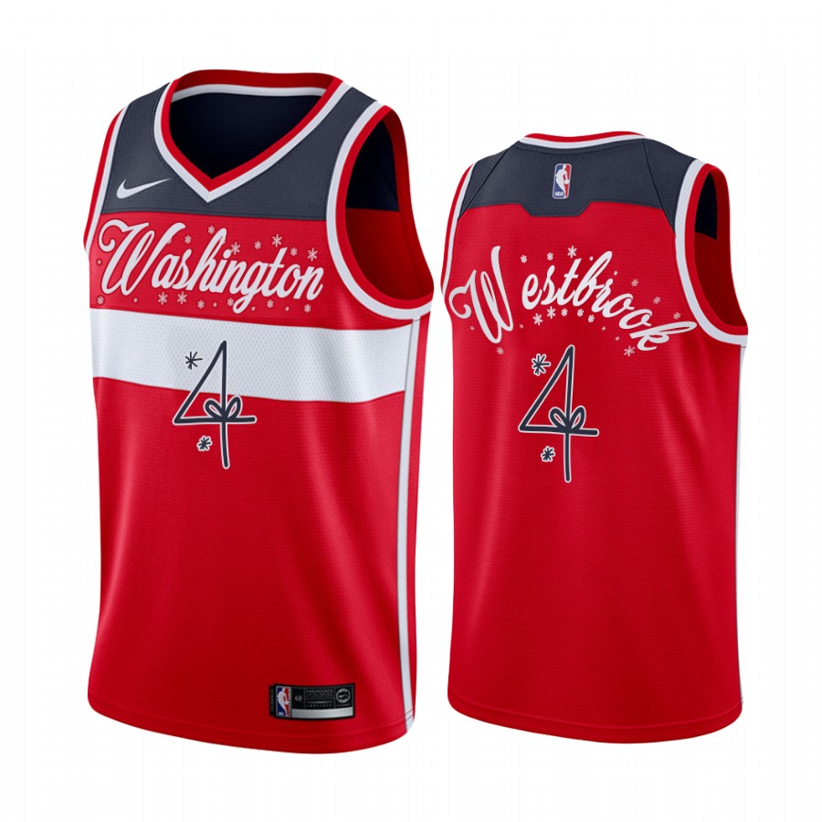 Wizards Russell Westbrook 2020 Xmas Jersey Festive Special Edition Red