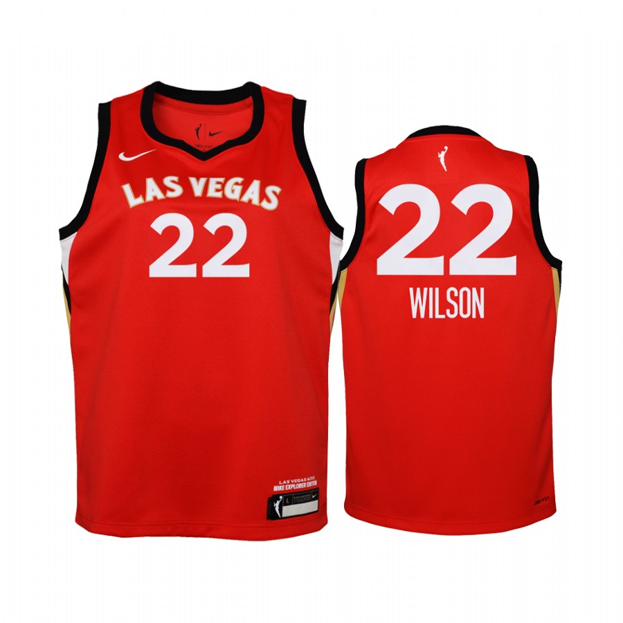 WNBA Las Vegas Aces A'ja Wilso 2021 Explorer Edition Jersey Youth Red