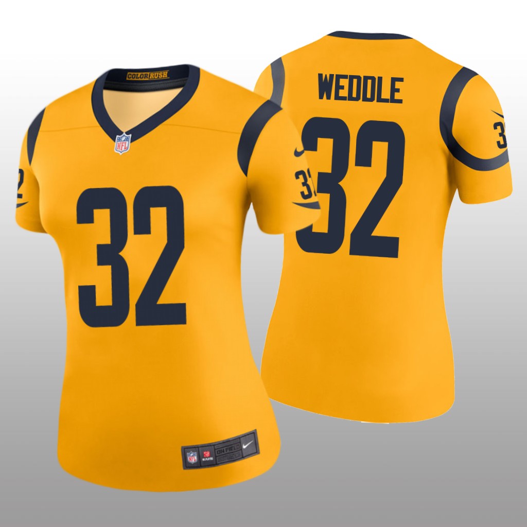 Women's Color Rush Legend Eric Weddle #32 Los Angeles Rams Gold Jersey