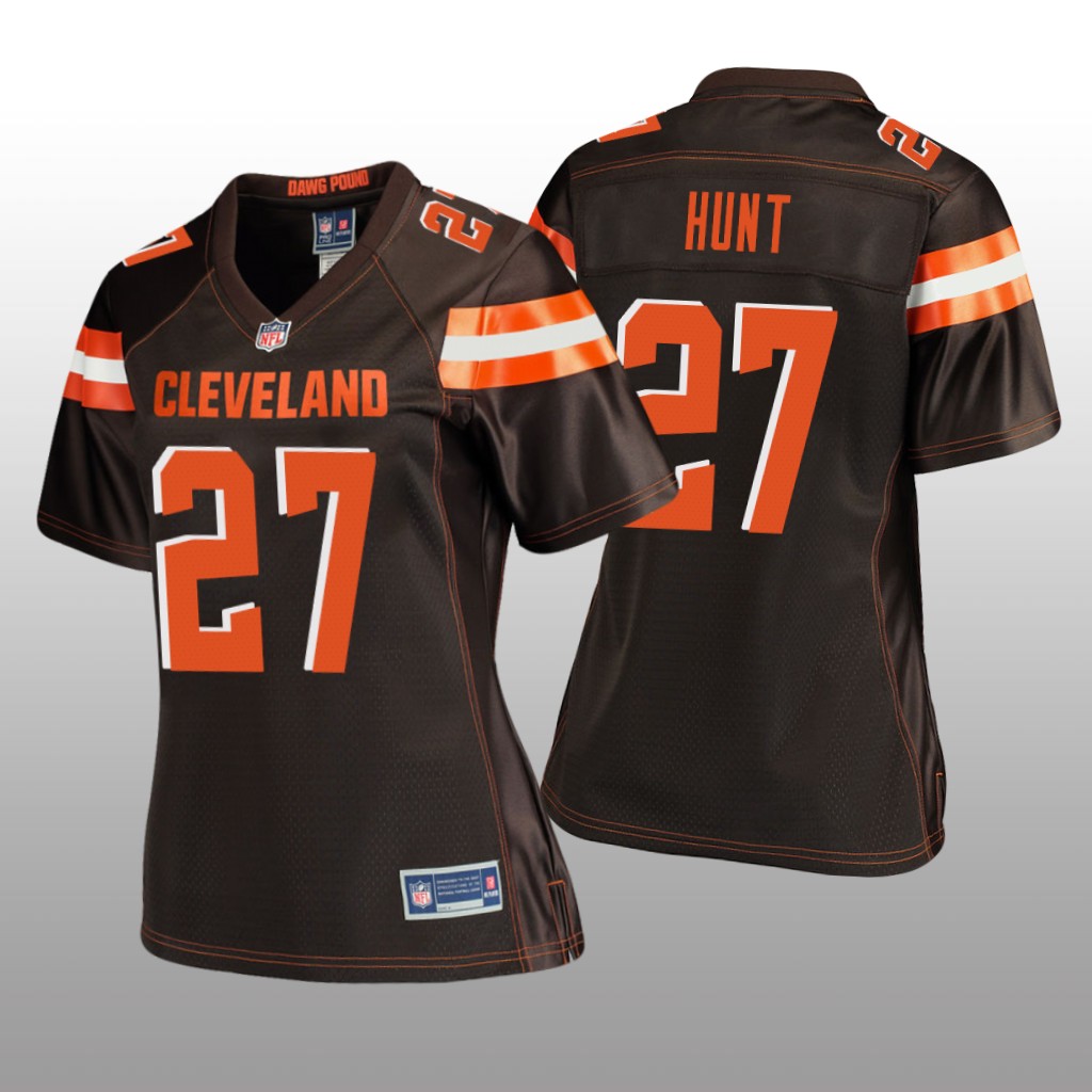 Women's Kareem Hunt #27 Cleveland Browns Brown Pro Line Jersey