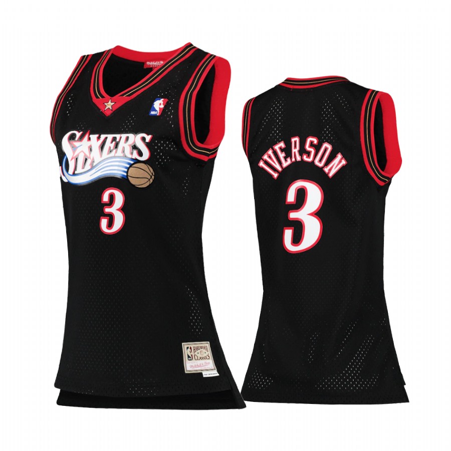 Women Allen Iverson #3 Philadelphia 76ers Black 2000-01 Hardwood Classics Jersey