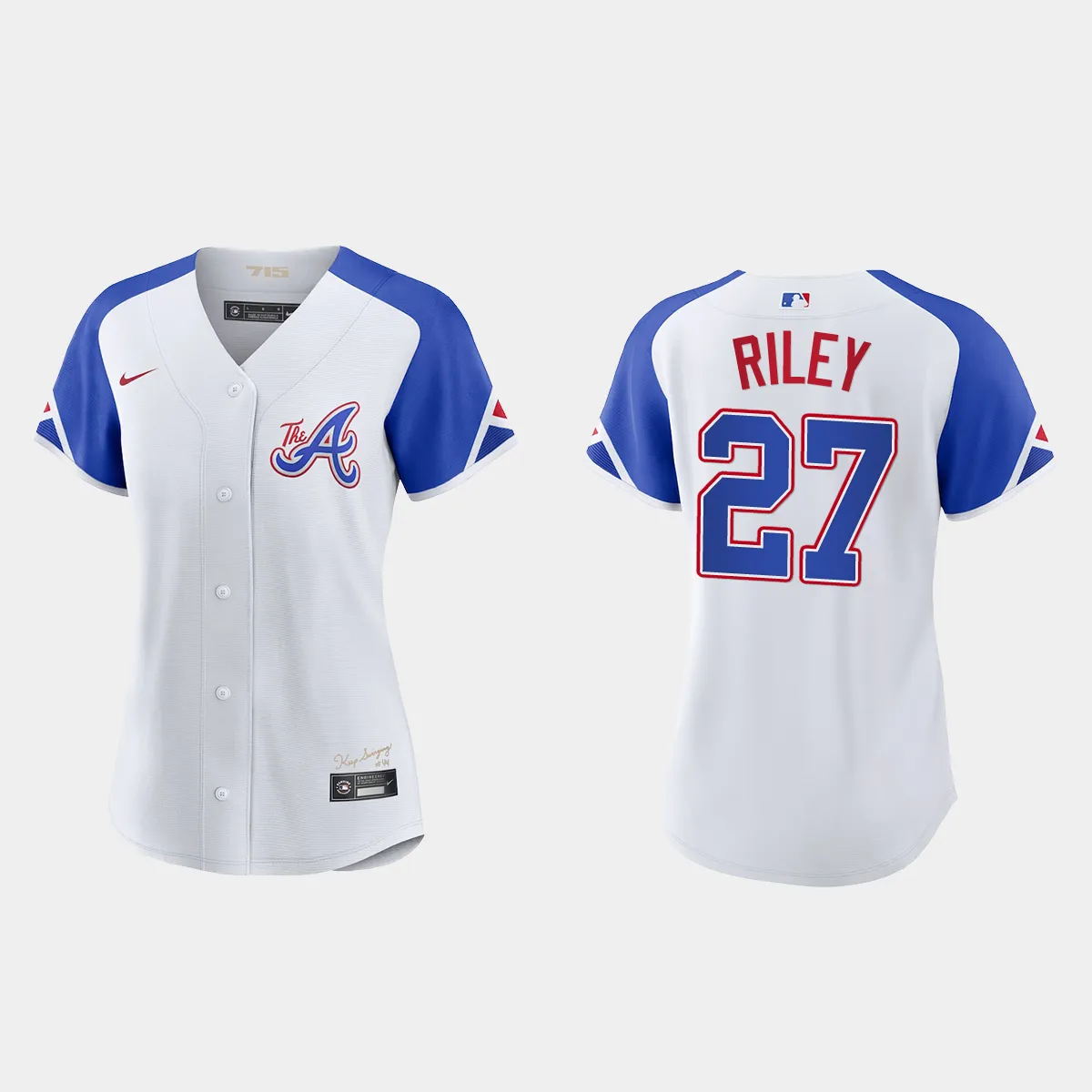 Women Atlanta Braves Austin Riley White 2023 City Connect  Jersey