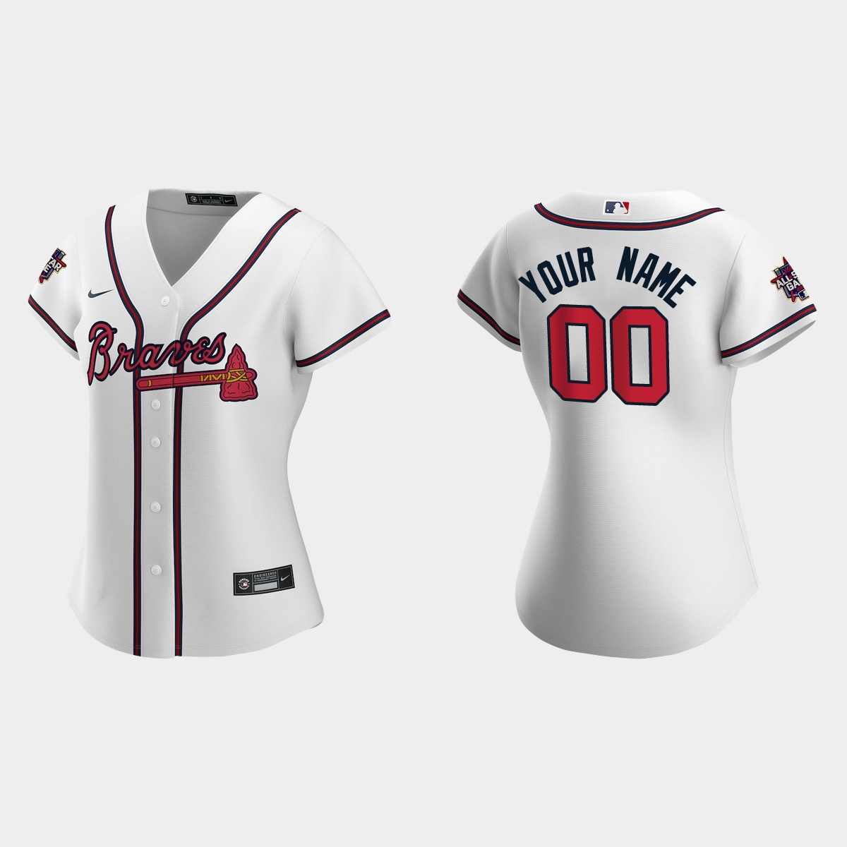 Women Atlanta Braves Custom White 2021 MLB All-Star Game  Jersey