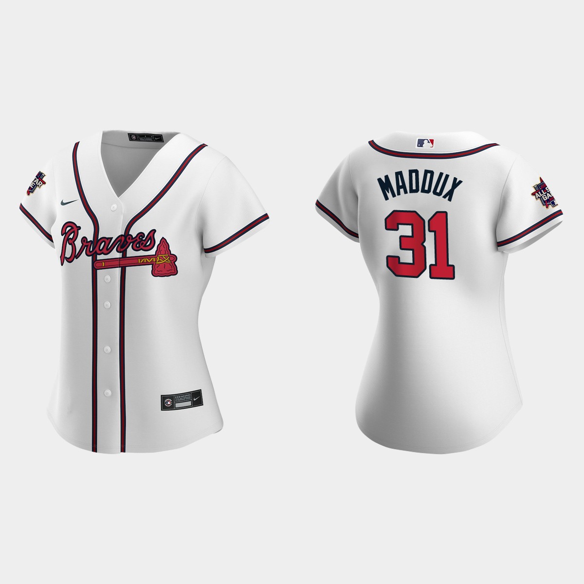 Women Atlanta Braves Greg Maddux White 2021 MLB All-Star Game  Jersey