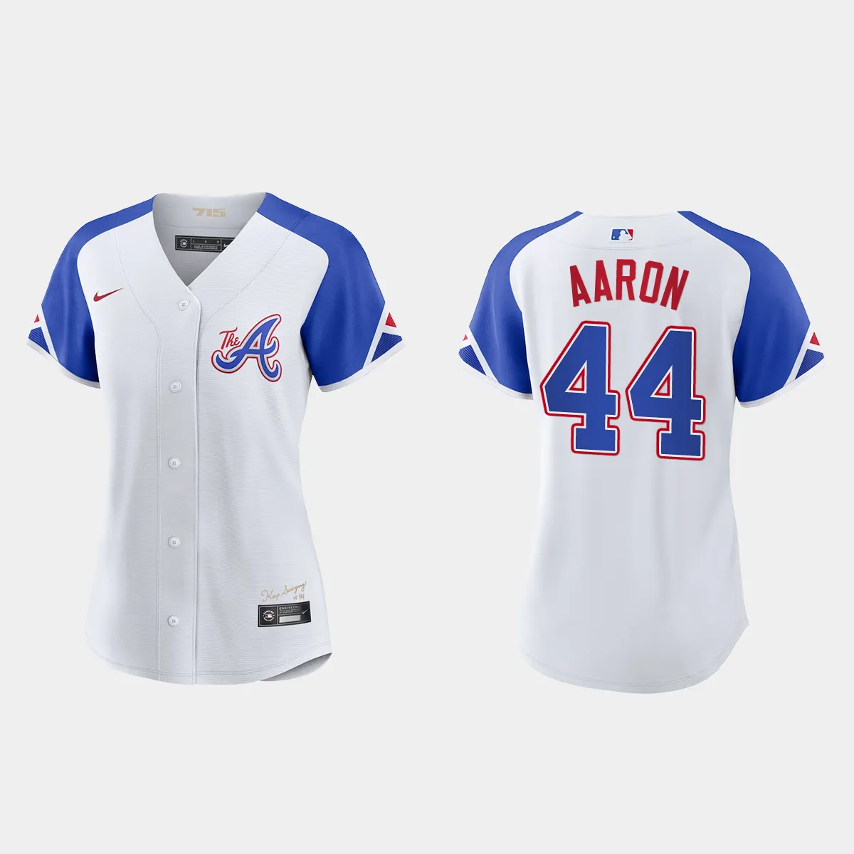 Women Atlanta Braves Hank Aaron White 2023 City Connect  Jersey