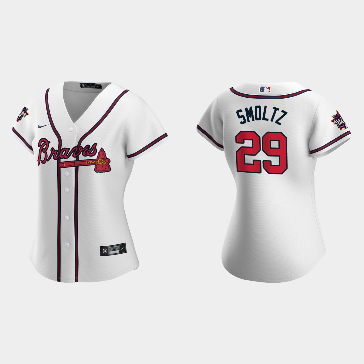 Women Atlanta Braves John Smoltz White 2021 MLB All-Star Game  Jersey