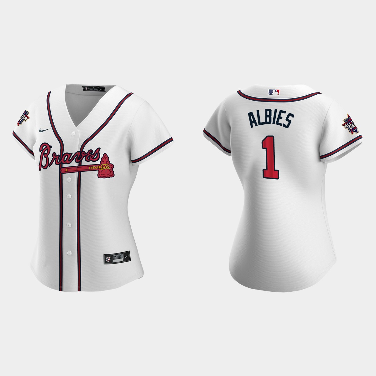 Women Atlanta Braves Ozzie Albies White 2021 MLB All-Star Game  Jersey