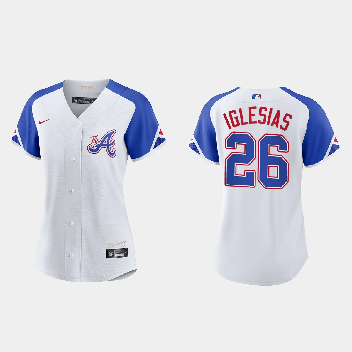 Women Atlanta Braves Raisel Iglesias White 2023 City Connect  Jersey