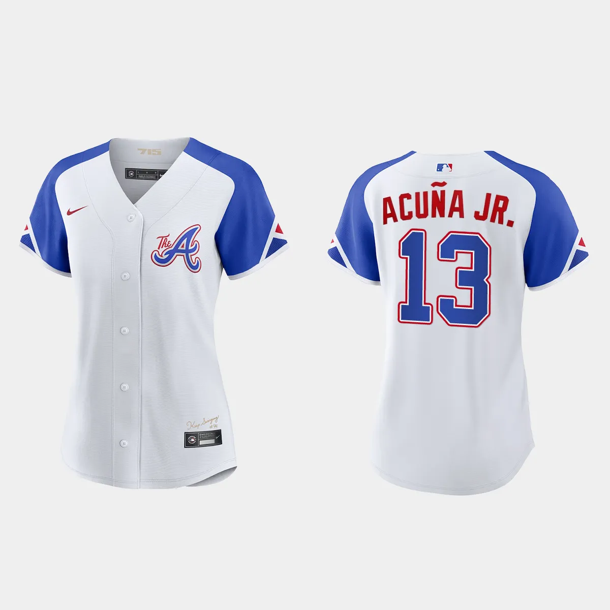 Women Atlanta Braves Ronald Acuna Jr. White 2023 City Connect  Jersey