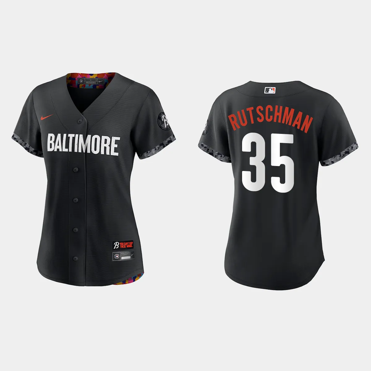 Women Baltimore Orioles Adley Rutschman Black 2023 City Connect  Jersey