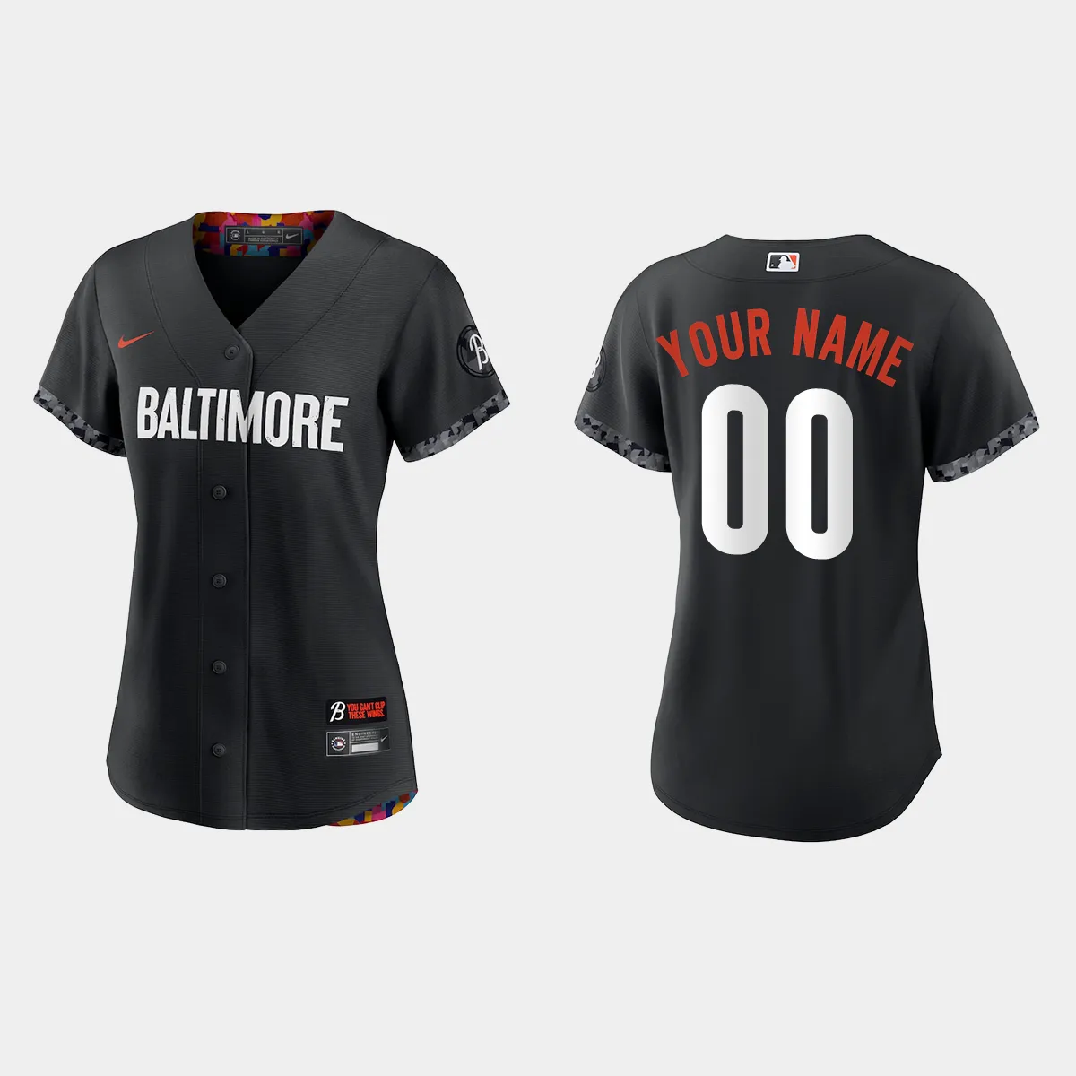 Women Baltimore Orioles Custom Black 2023 City Connect  Jersey