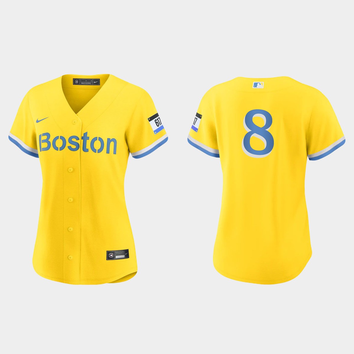 Women Boston Red Sox Carl Yastrzemski Gold Light Blue 2021 City Connect  Jersey