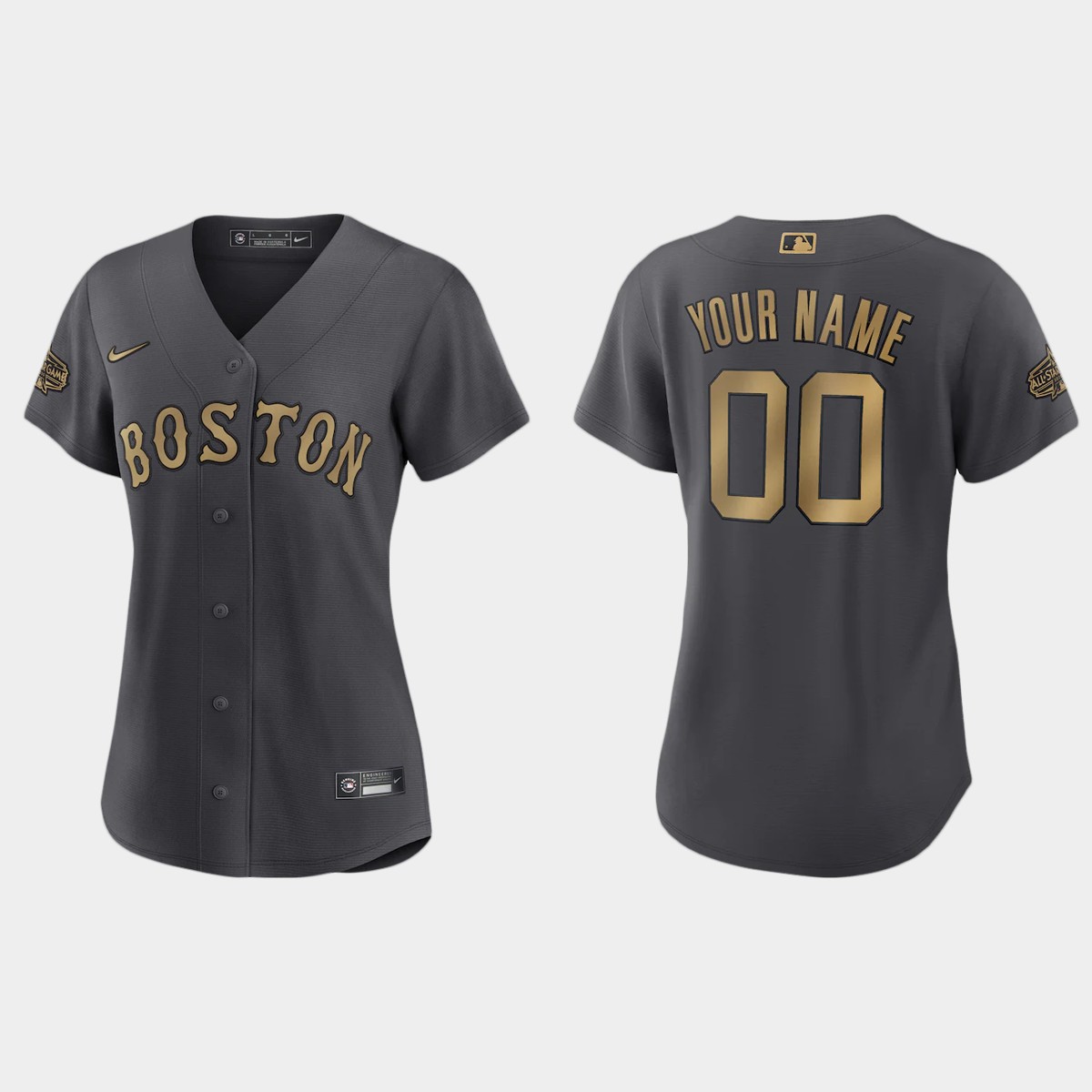 Women Boston Red Sox Custom Charcoal 2022 MLB All-Star Game  Jersey