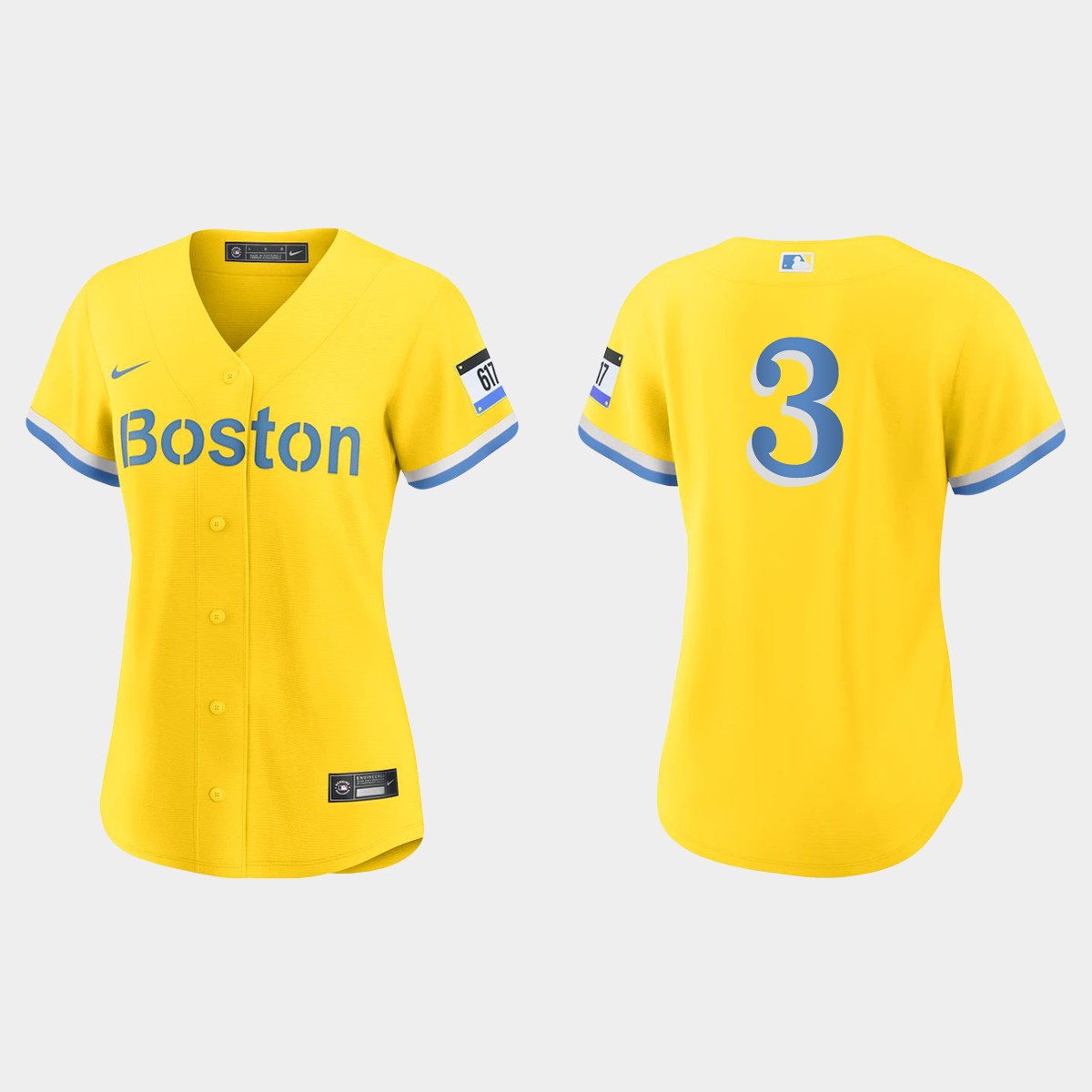 Women Boston Red Sox Reese McGuire Gold Light Blue City Connect  Jersey