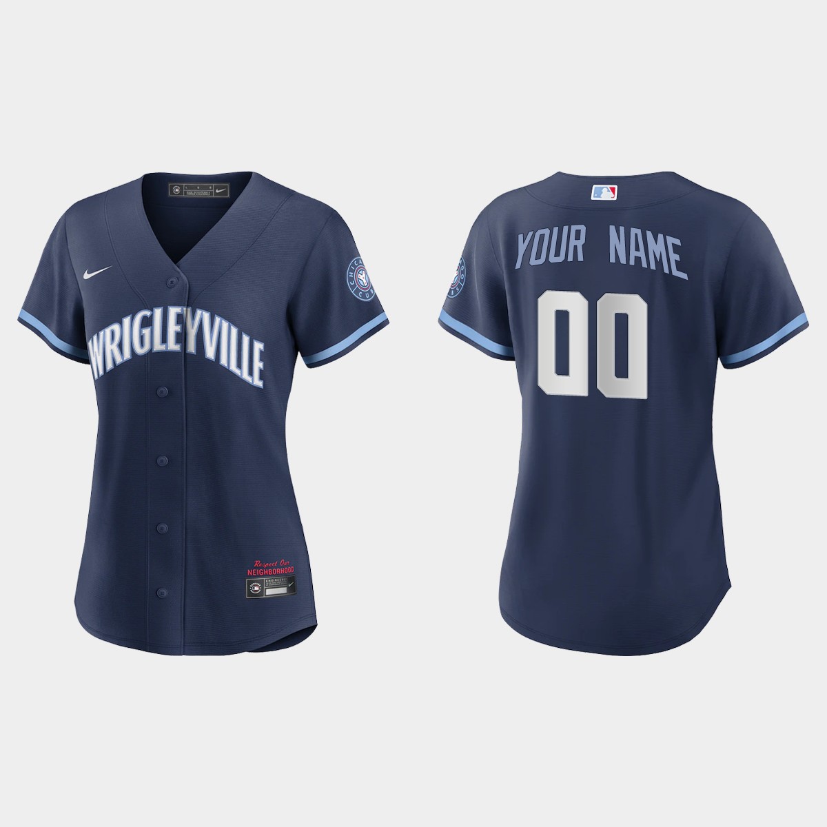 Women Chicago Cubs Custom Navy 2021 City Connect  Jersey