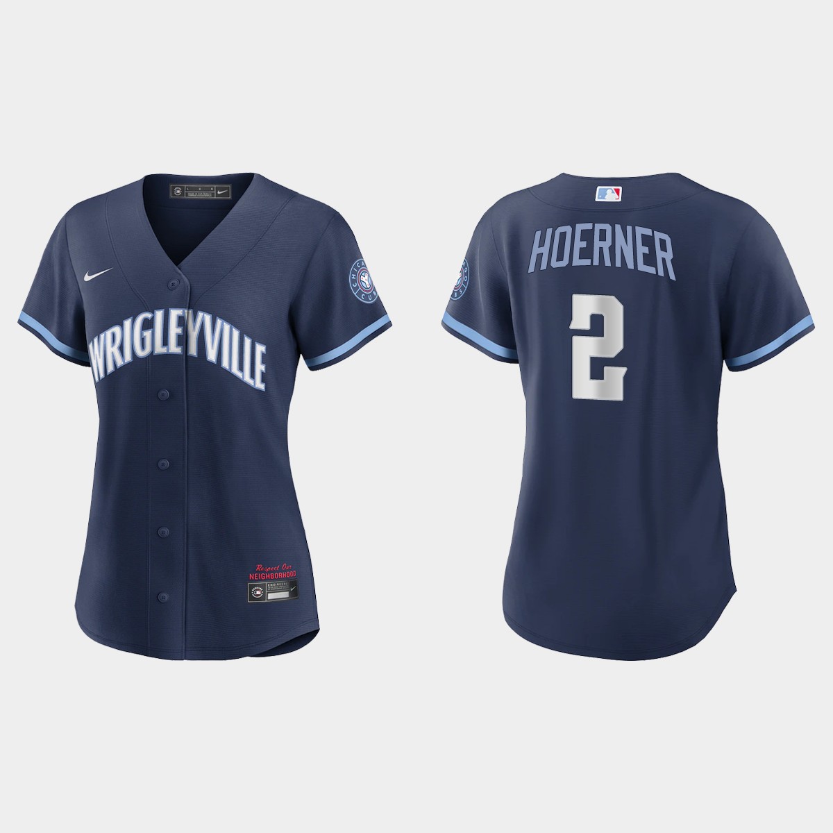 Women Chicago Cubs Nico Hoerner Navy 2021 City Connect  Jersey