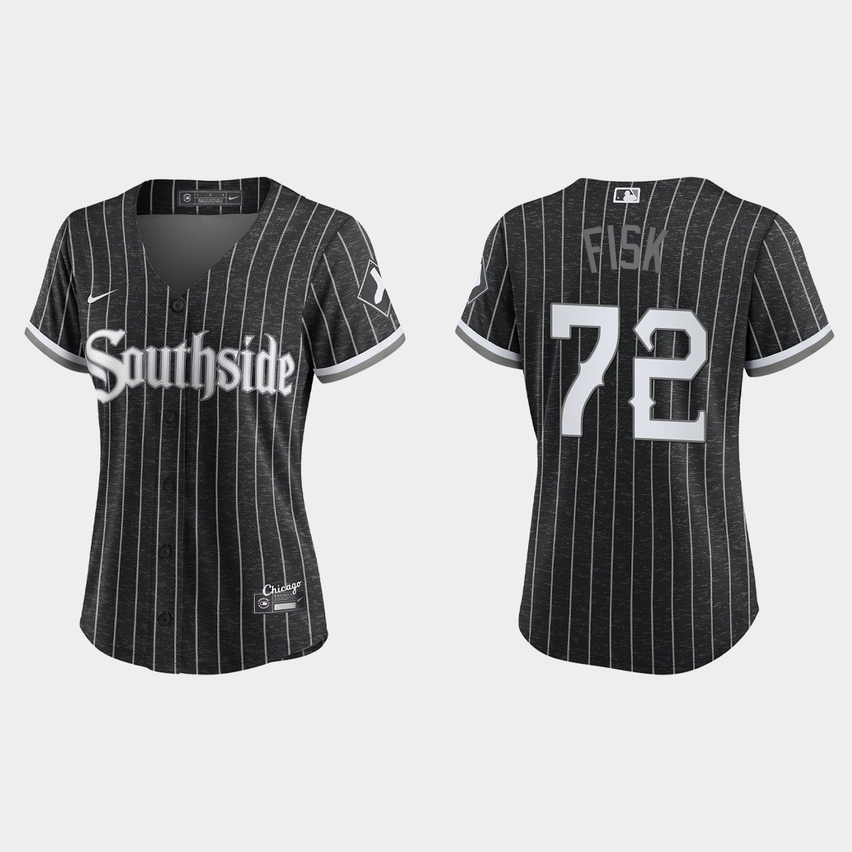 Women Chicago White Sox Carlton Fisk Black 2021 City Connect  Jersey