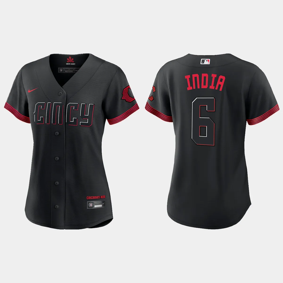 Women Cincinnati Reds Jonathan India Black 2023 City Connect  Jersey
