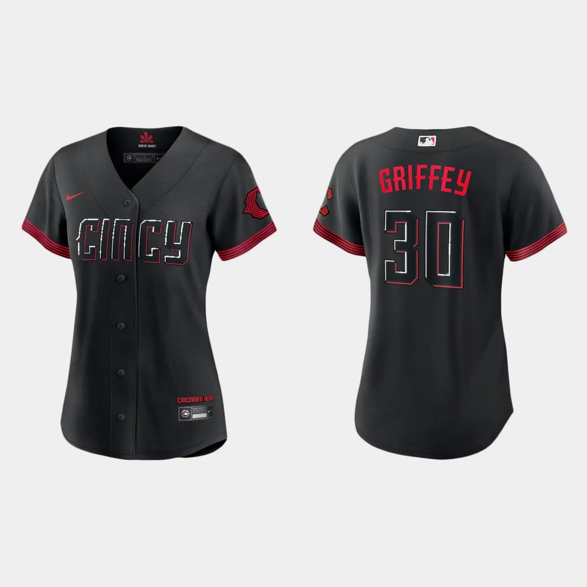 Women Cincinnati Reds Ken Griffey Jr. Black 2023 City Connect  Jersey