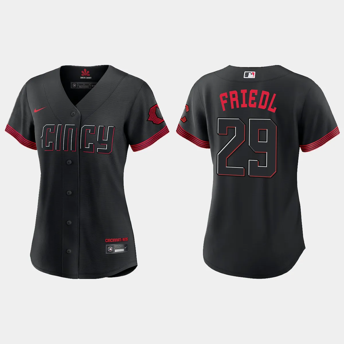 Women Cincinnati Reds TJ Friedl Black 2023 City Connect  Jersey