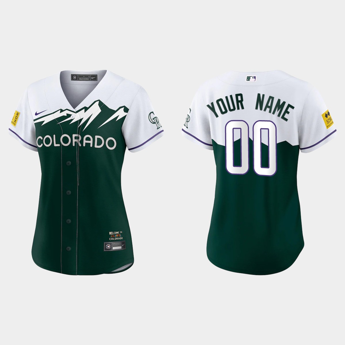Women Colorado Rockies Custom Green 2022 City Connect  Jersey