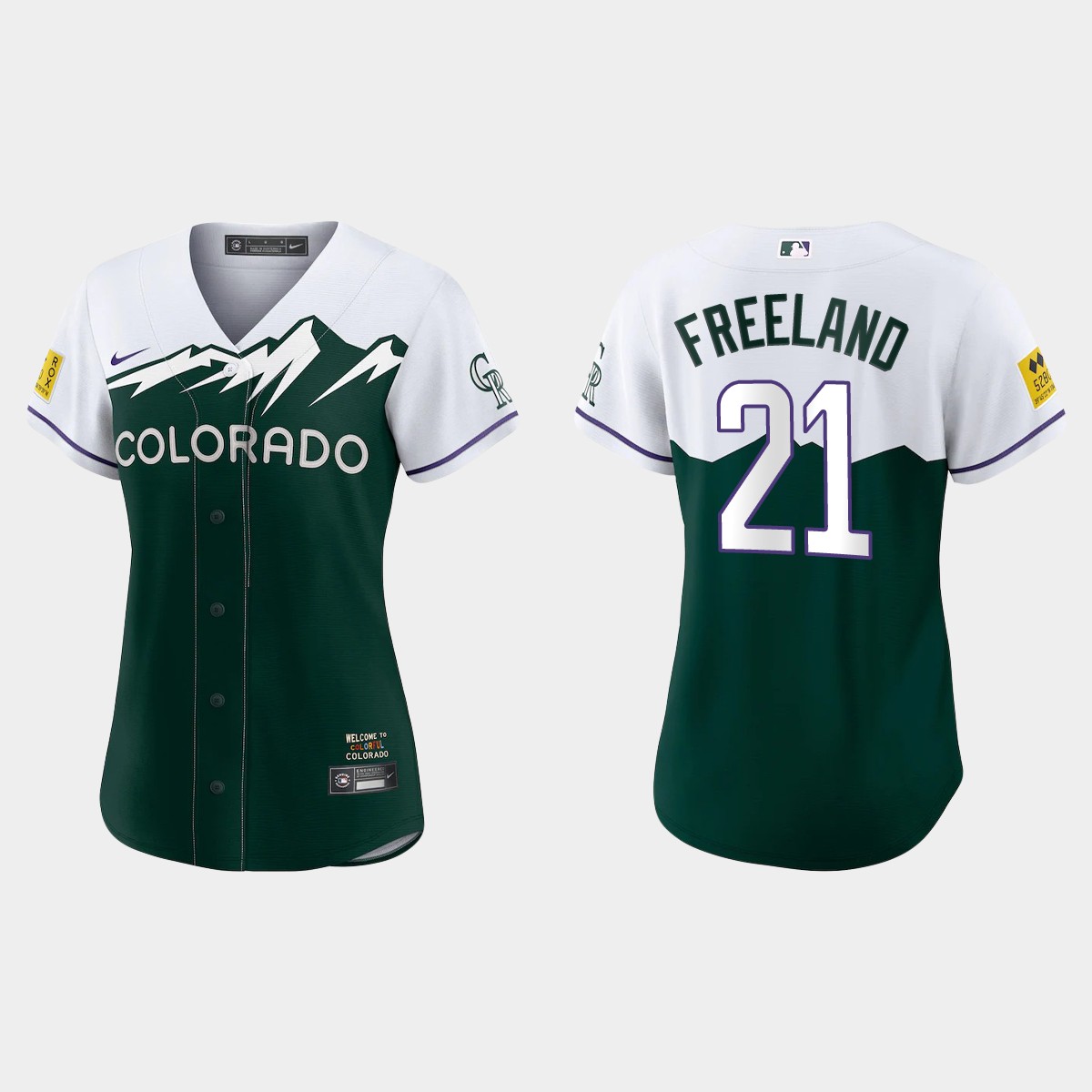 Women Colorado Rockies Kyle Freeland Green 2022 City Connect  Jersey