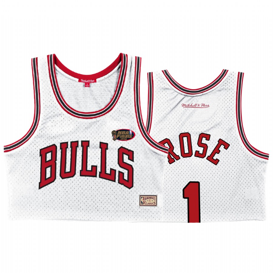 Women Derrick Rose Chicago Bulls White 1996 NBA Finals #1 Hardwood Classics Jersey