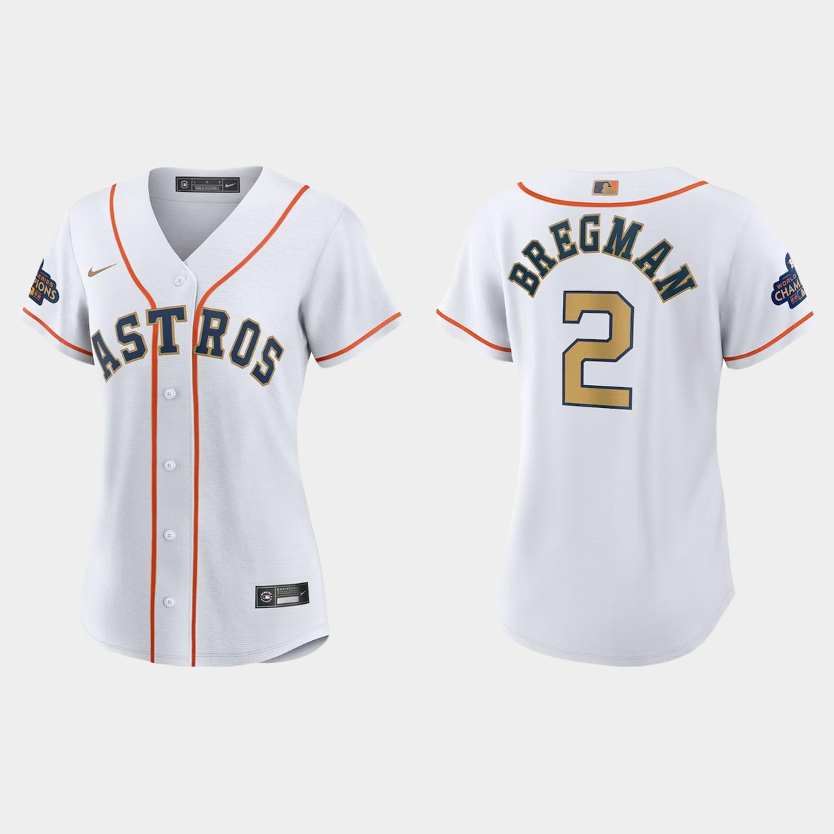 Women Houston Astros Alex Bregman White 2023 Gold Collection  Jersey