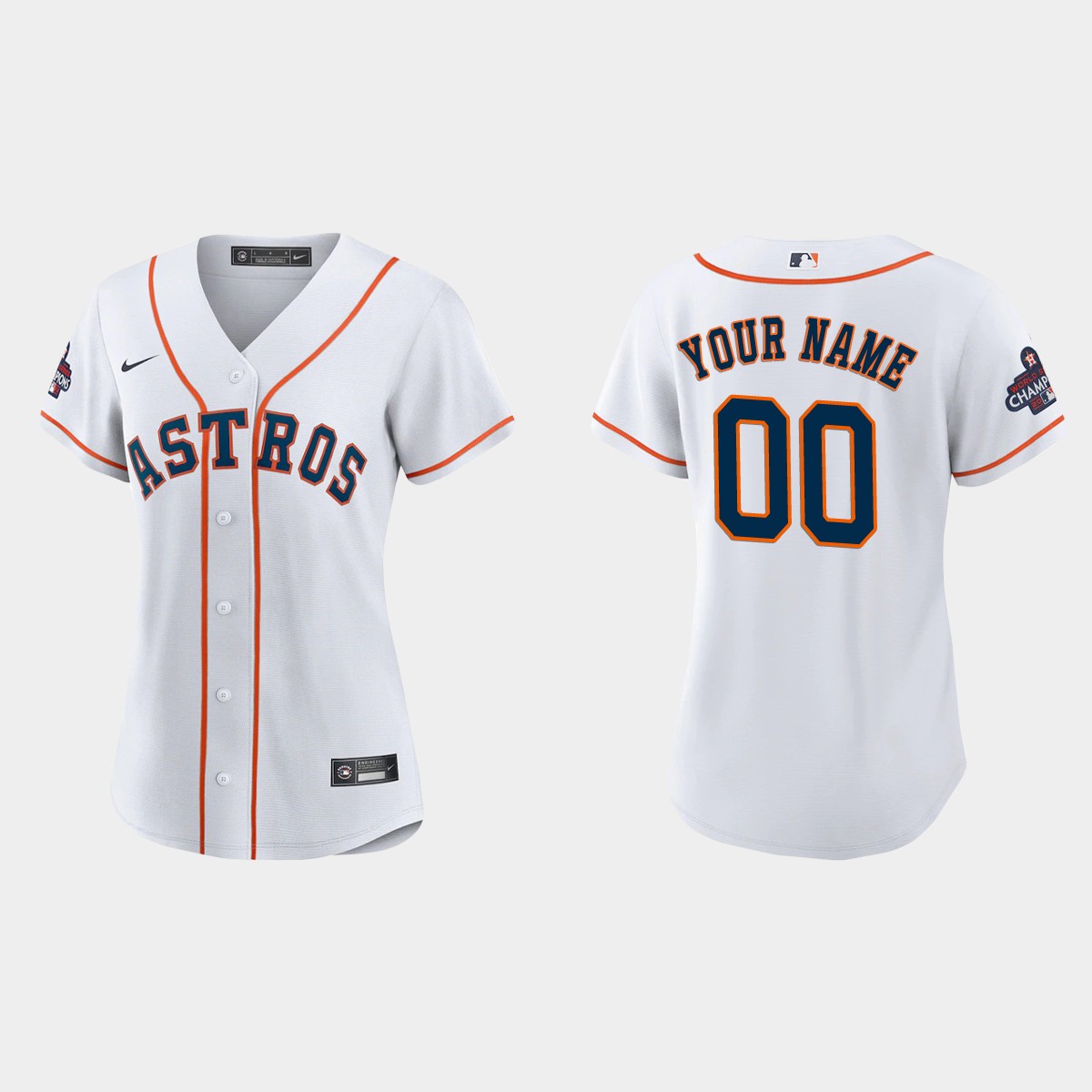 Women Houston Astros Custom White 2022 World Series Champions  Jersey