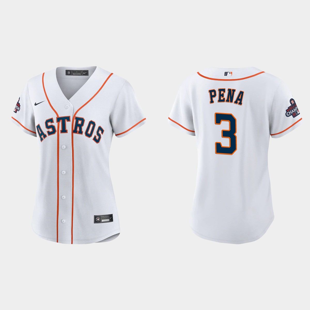 Women Houston Astros Jeremy Pena White 2022 World Series Champions  Jersey