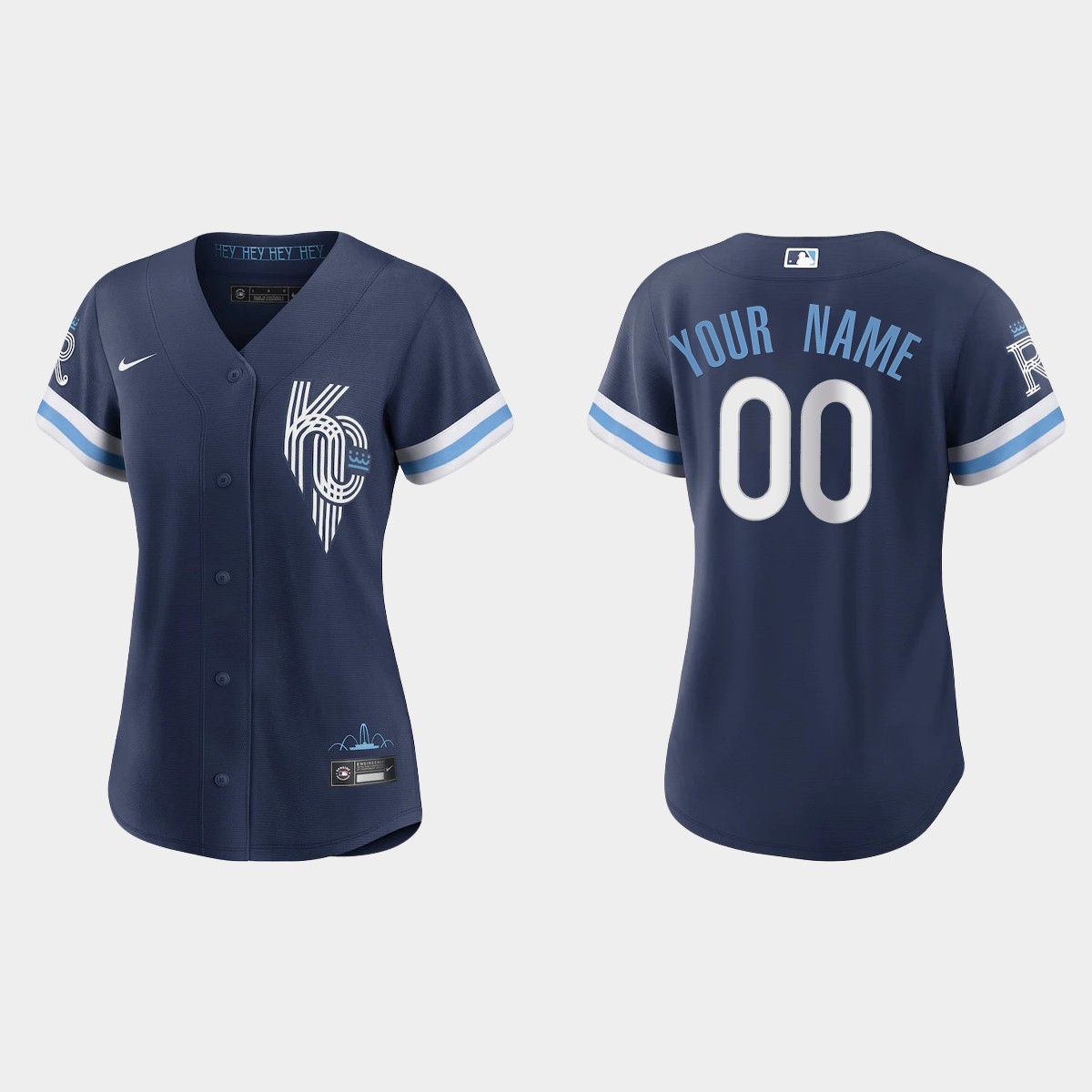 Women Kansas City Royals Custom Navy 2022 City Connect  Jersey