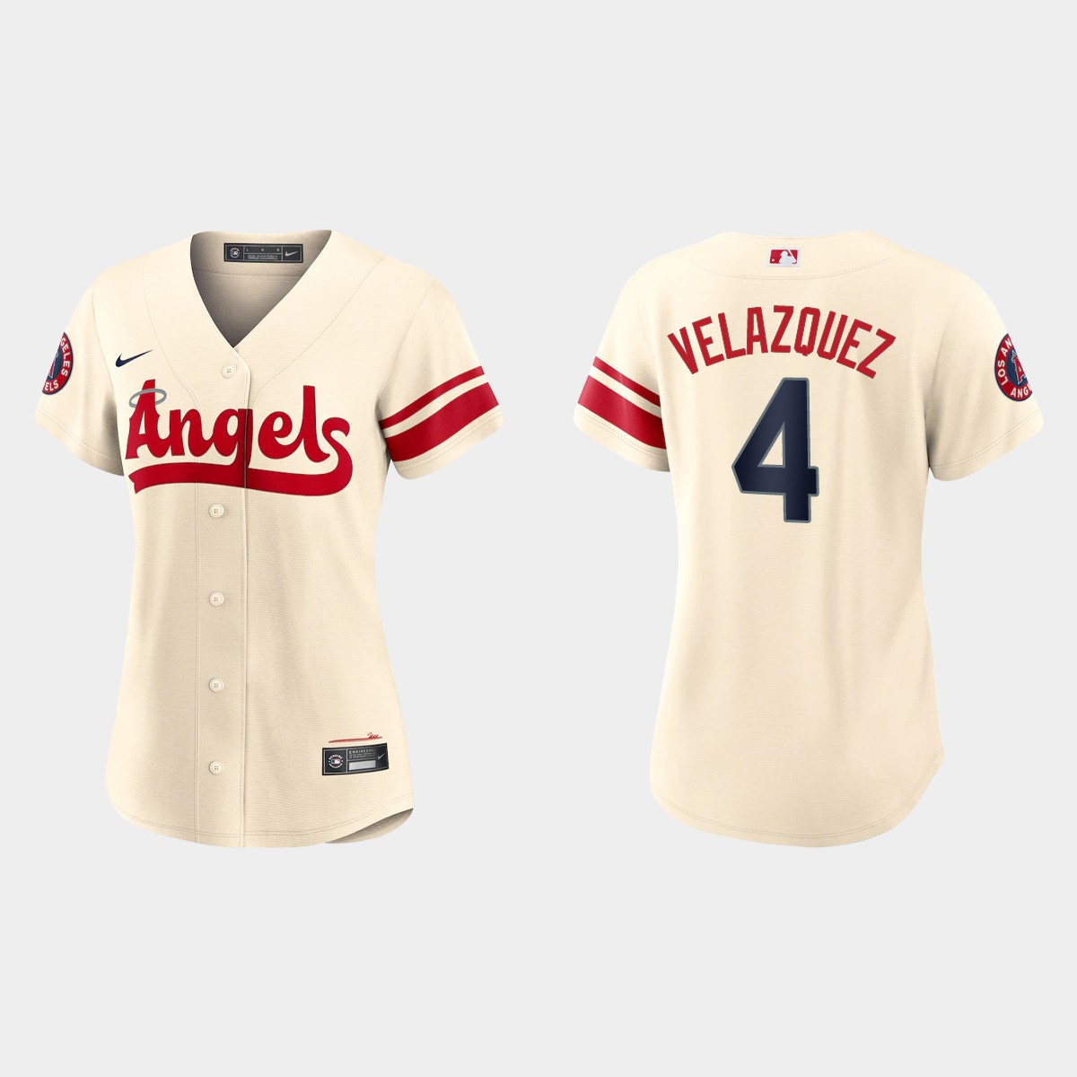 Women Los Angeles Angels Andrew Velazquez Cream 2022 City Connect  Jersey