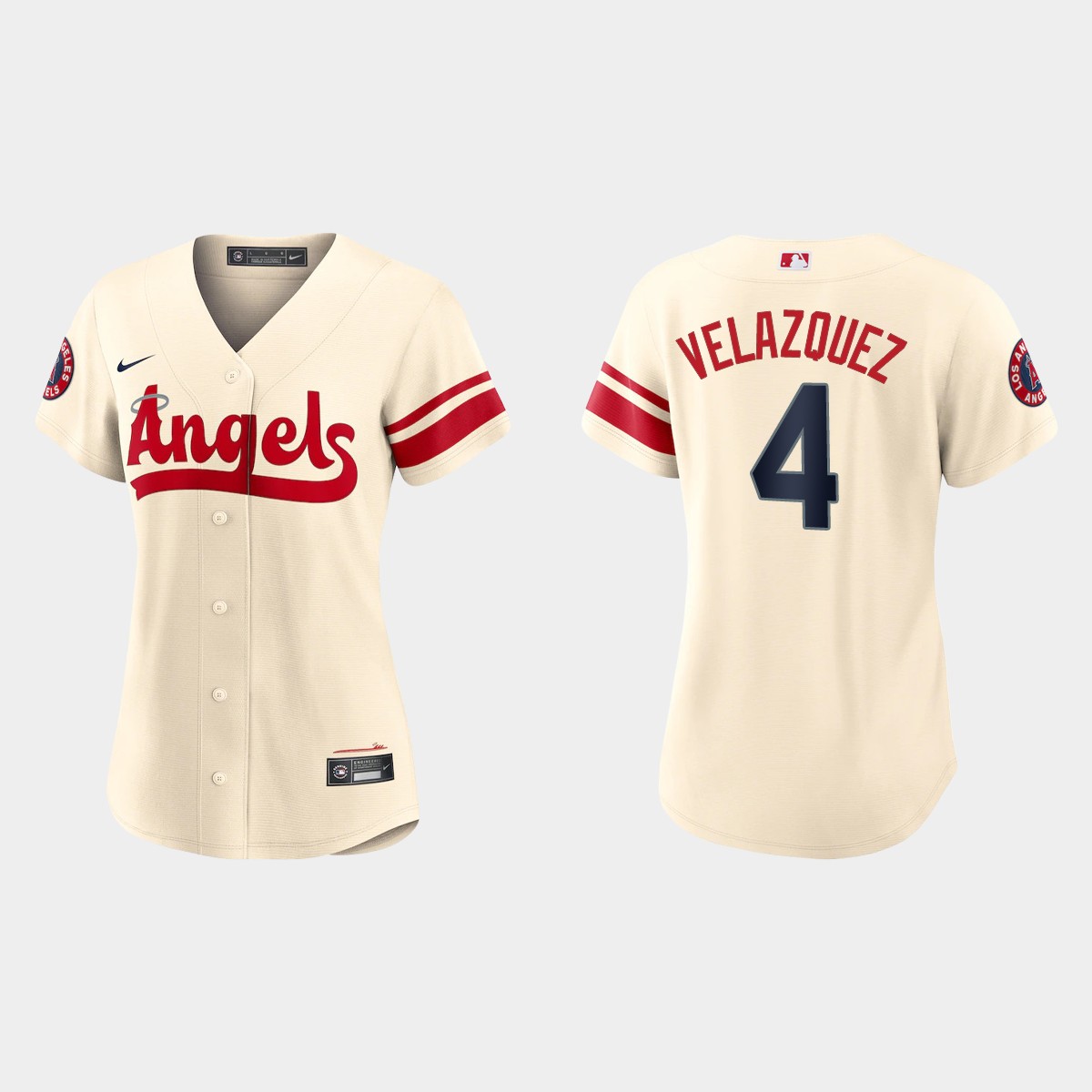 Women Los Angeles Angels Andrew Velazquez Cream 2022 City Connect  Jersey
