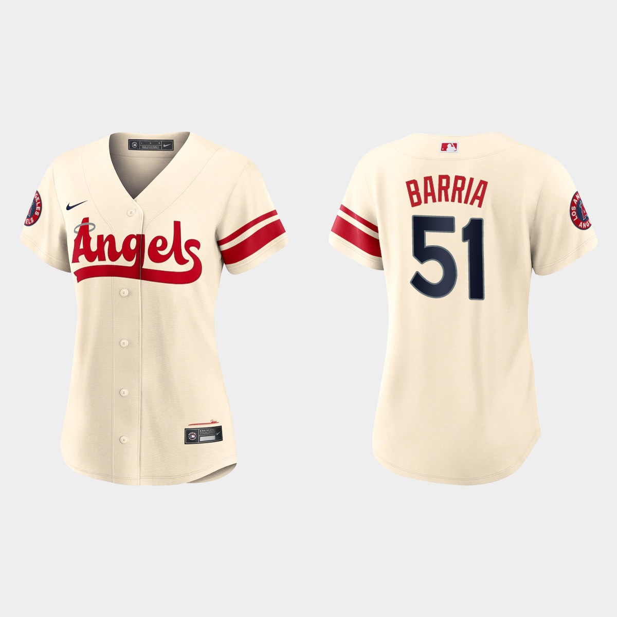 Women Los Angeles Angels Jaime Barria Cream 2022 City Connect  Jersey