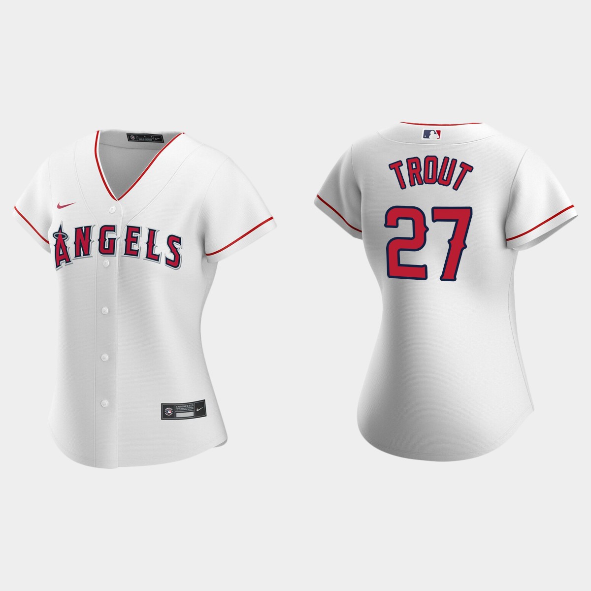 Women Los Angeles Angels Mike Trout White  Home Jersey