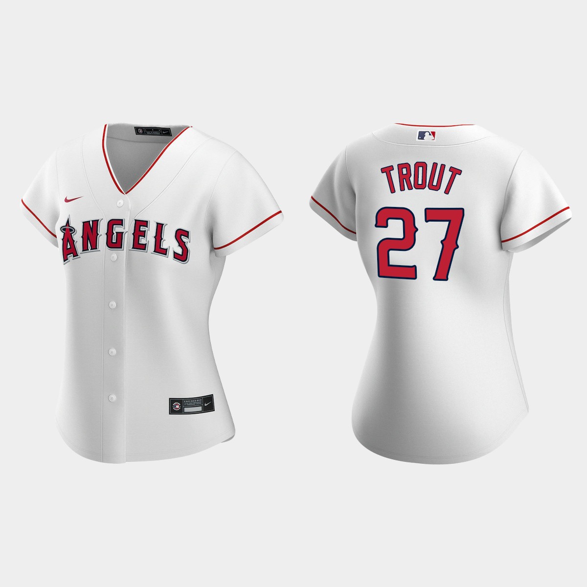 Women Los Angeles Angels Mike Trout White  Home Jersey