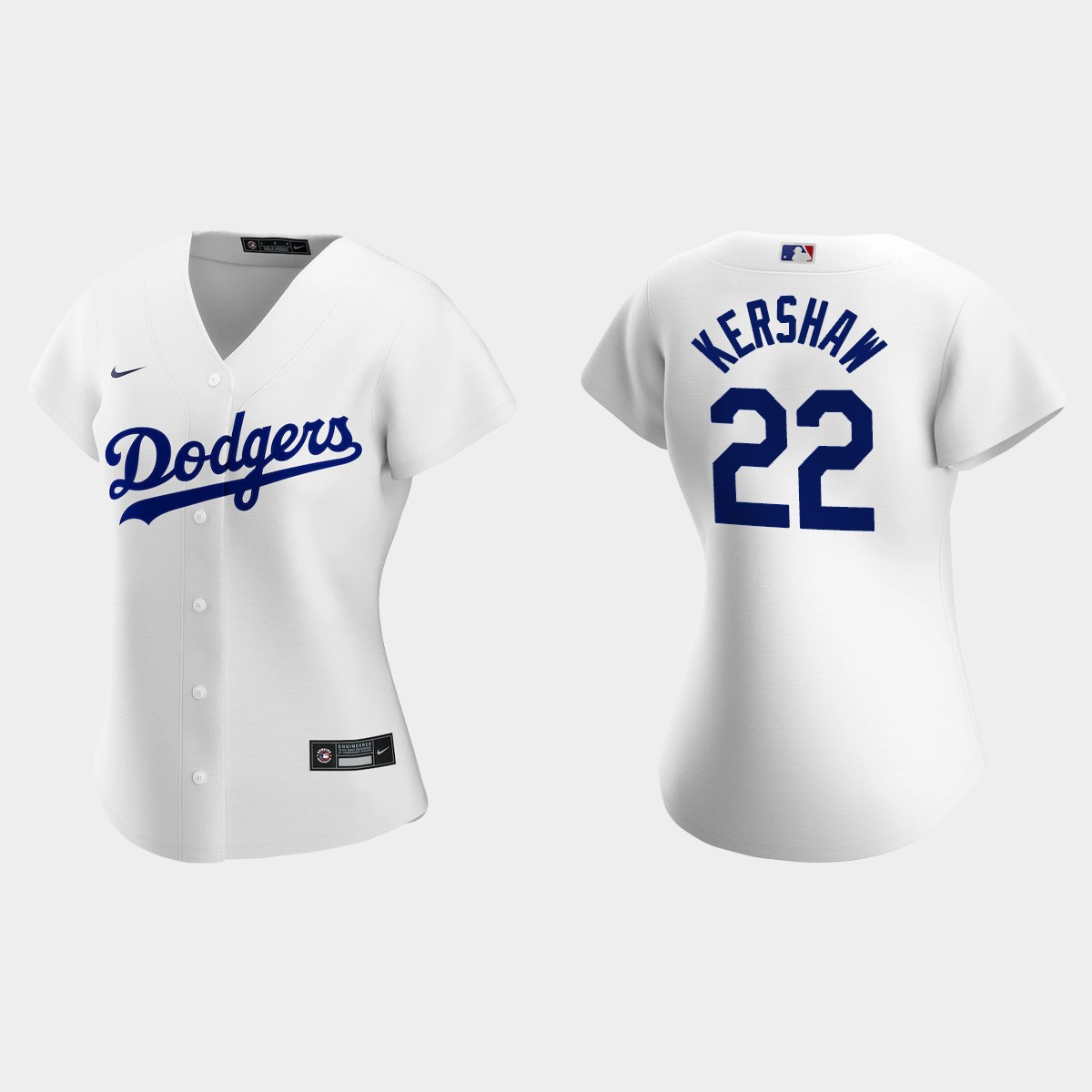 Women Los Angeles Dodgers Clayton Kershaw White  Home Jersey