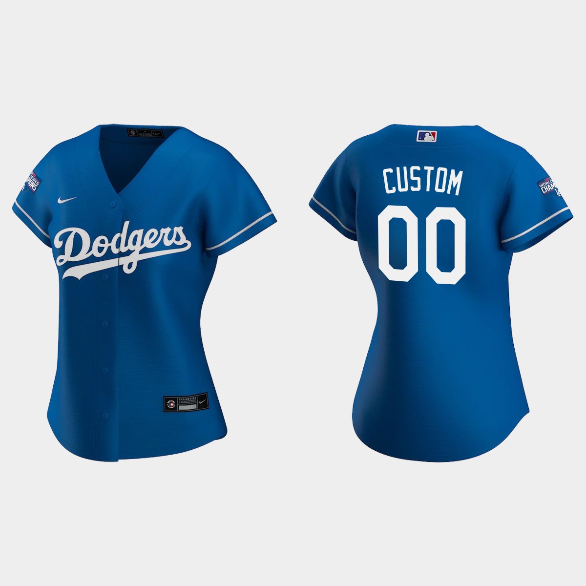 Women Los Angeles Dodgers Custom Royal 2020 World Series Champions Alternate  Jersey