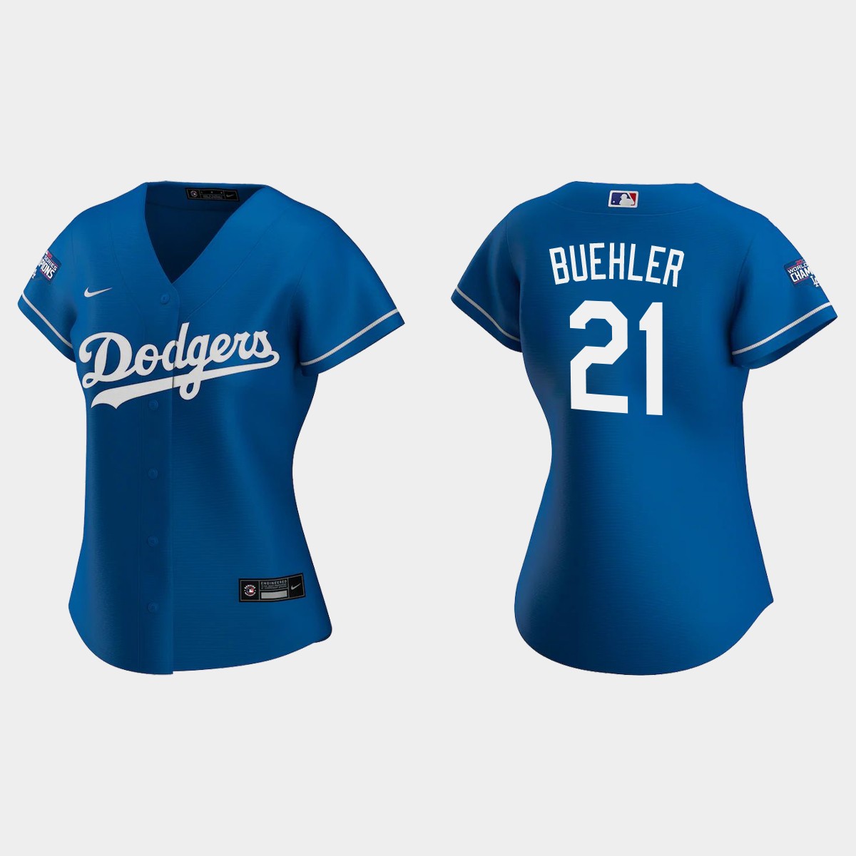 Women Los Angeles Dodgers Walker Buehler Royal 2020 World Series Champions Alternate  Jersey