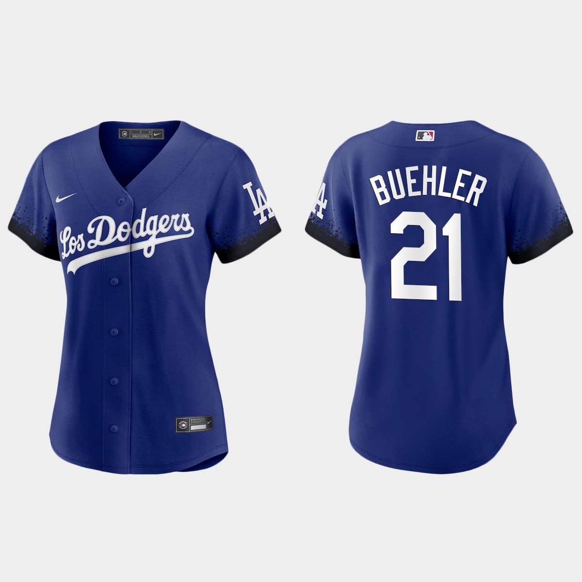 Women Los Angeles Dodgers Walker Buehler Royal 2021 City Connect  Jersey