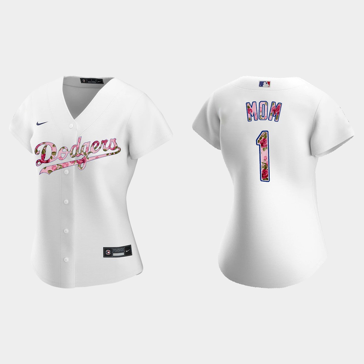 Women Los Angeles Dodgers White Mother's Day Number 1 Mom Jersey