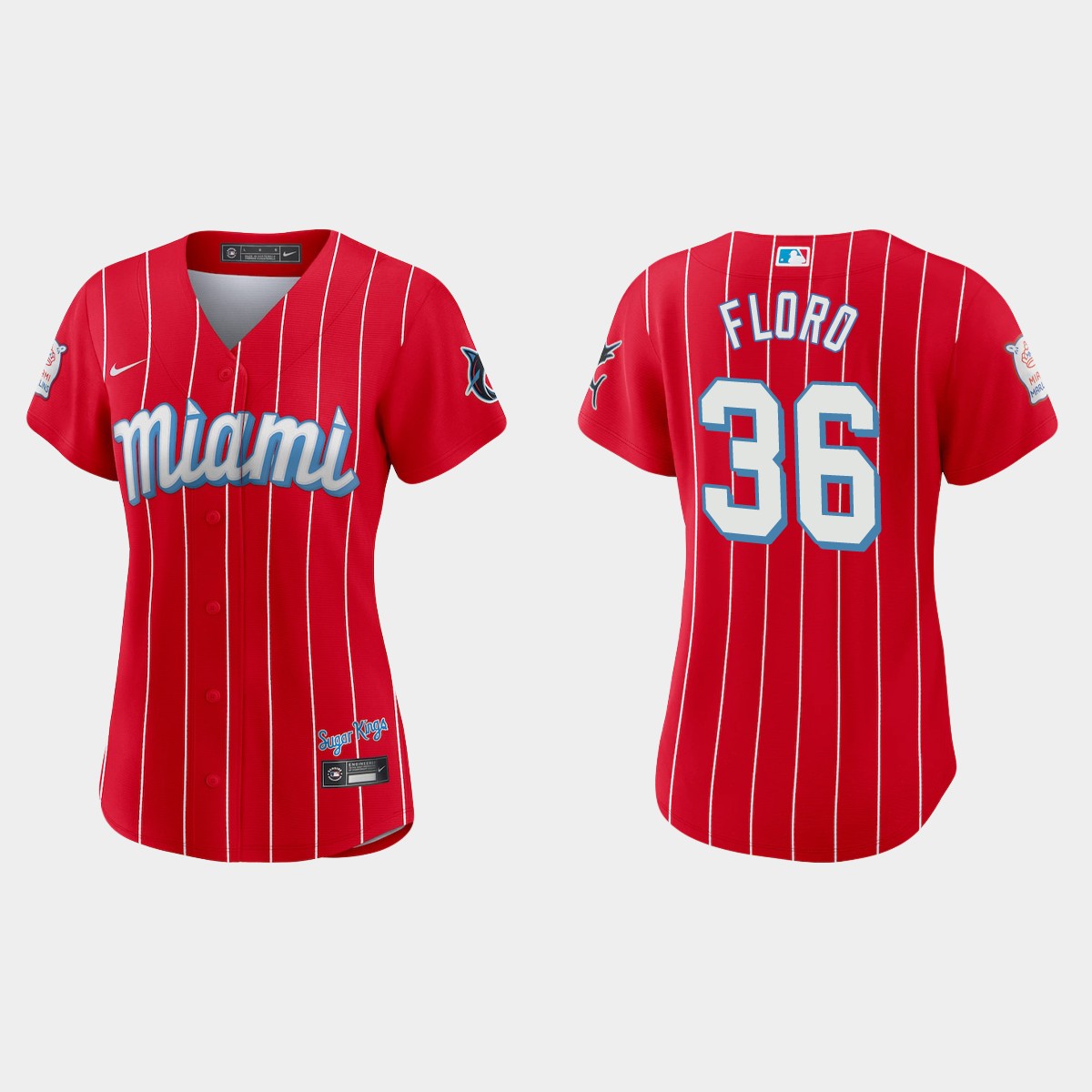 Women Miami Marlins Dylan Floro Red 2021 City Connect  Jersey