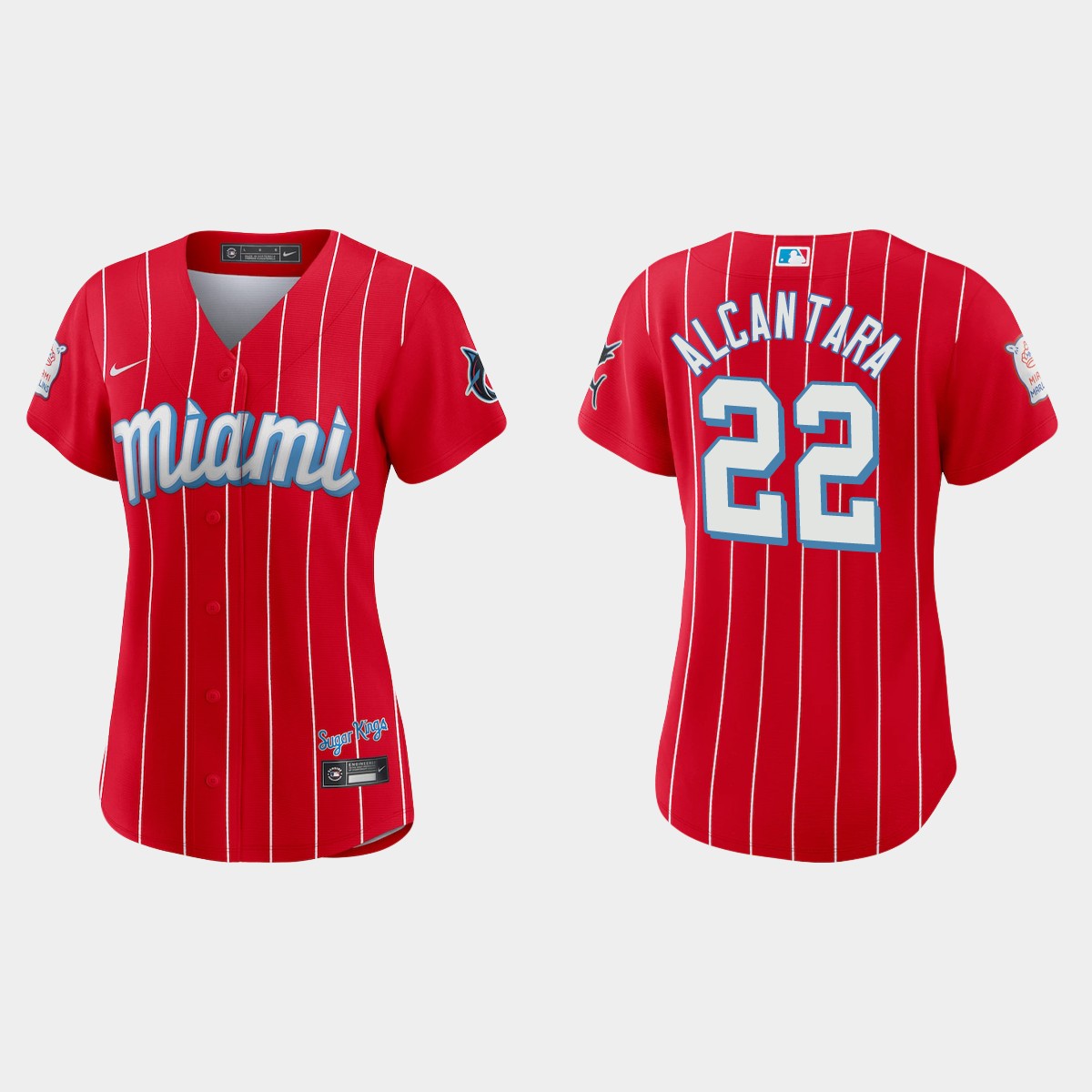 Women Miami Marlins Sandy Alcantara Red 2021 City Connect  Jersey