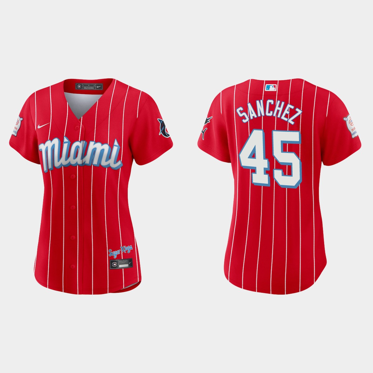 Women Miami Marlins Sixto Sanchez Red 2021 City Connect  Jersey