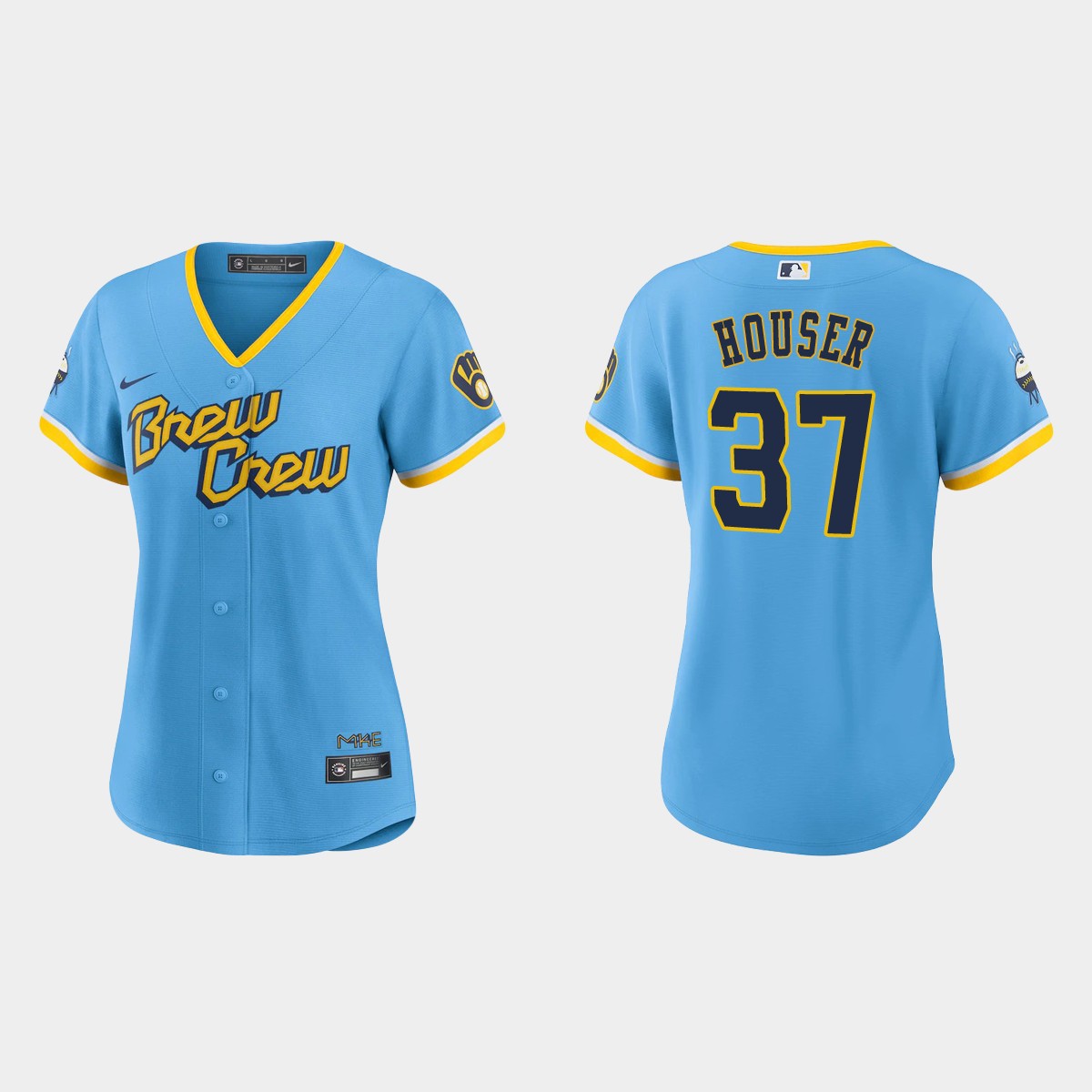 Women Milwaukee Brewers Adrian Houser Powder Blue 2022 City Connect  Jersey